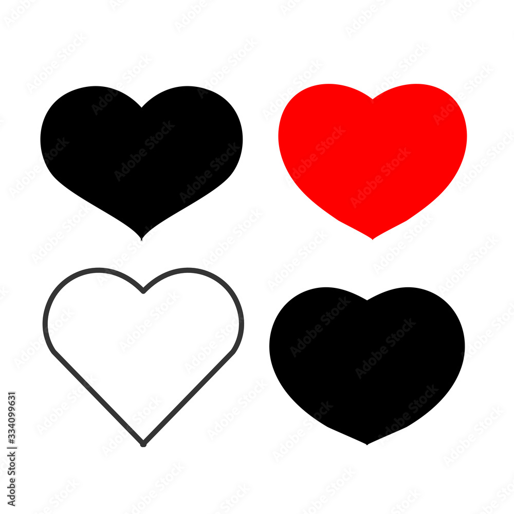 Collection of heart illustrations, Love symbol icon set, love symbol, White background Collection of heart illustrations, Love symbol icon set, love symbol, White background