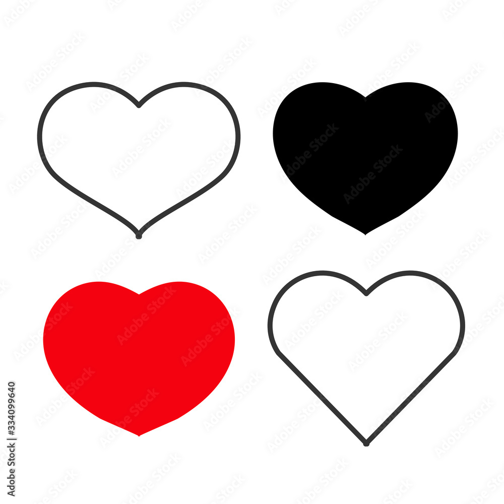 Collection of heart illustrations, Love symbol icon set, love symbol, White background Collection of heart illustrations, Love symbol icon set, love symbol, White background
