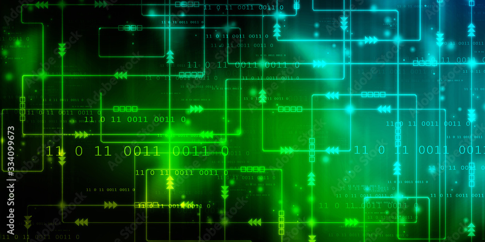 2d illustration abstract digital binary data on computer screen 2d illustration abstract digital binary data on computer screen