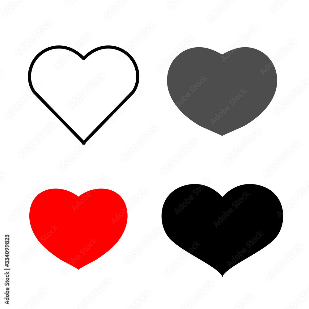 Collection of heart illustrations, Love symbol icon set, love symbol, White background Collection of heart illustrations, Love symbol icon set, love symbol, White background
