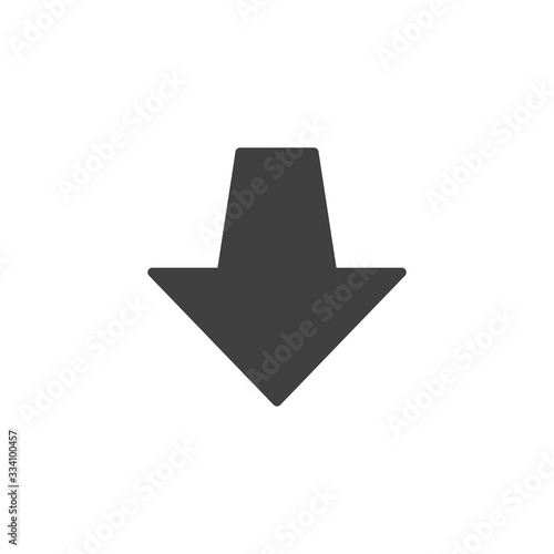 Arrow down vector icon. Download filled flat sign for mobile concept and web design. Downward arrow glyph icon. Symbol, logo illustration. Vector graphics