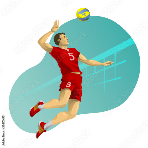 Volleyball player on the attack