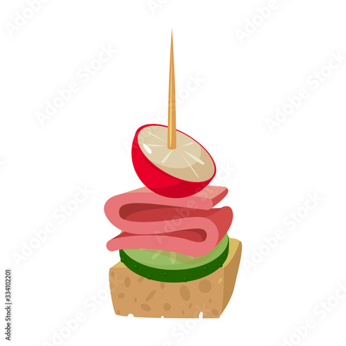 Canape of snack vector icon.Cartoon vector icon isolated on white background canape of snack.