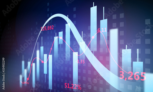 stock market crash caused by, economic graph with diagrams, business and financial concepts and reports, abstract blue technology communication concept vector background
