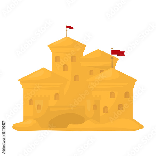 Sand castle vector icon.Cartoon vector icon isolated on white background sand castle.