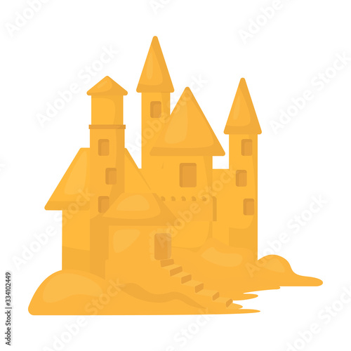Sand castle vector icon.Cartoon vector icon isolated on white background sand castle.