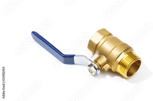 Ball valve brass isolated on white background - Imaga photo