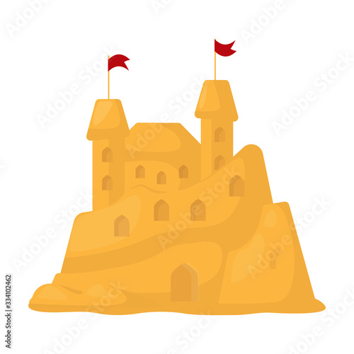 Sand castle vector icon.Cartoon vector icon isolated on white background sand castle.