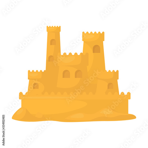 Sand castle vector icon.Cartoon vector icon isolated on white background sand castle.