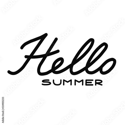 Hello summer. Lettering. Black-white set minimalistic set. Simple vector illustration on a white background.