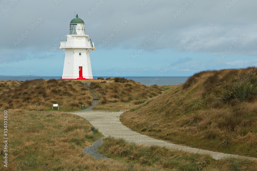 Waipapa Point Lighthouse in Southland on South Island of New Zealand