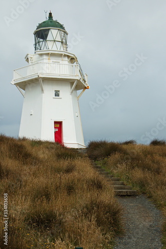 Waipapa Point Lighthouse in Southland on South Island of New Zealand 