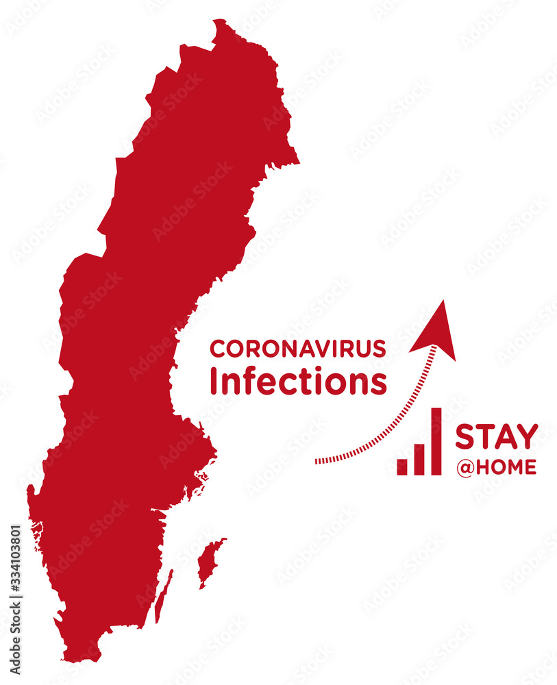 Fototapeta premium Sweden map with increasing coronavirus infection curve