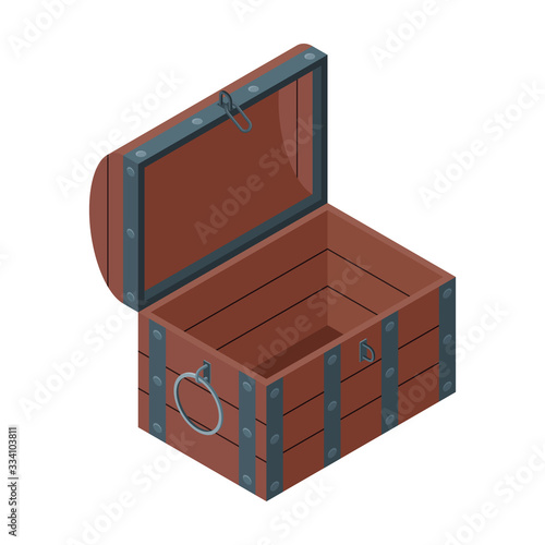 Open chest vector icon. Isometric vector icon isolated on white background open chest.