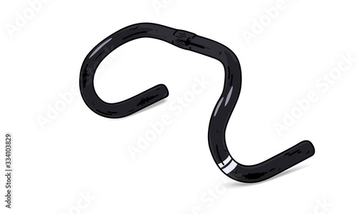 The handlebars of the bicycle handlebars are black, isolated on a white background and have a place for inscription.