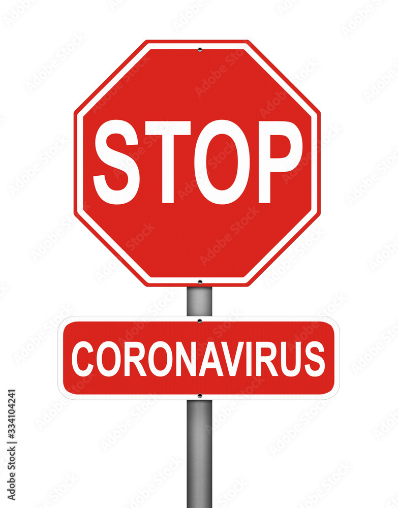 STOP Coronavirus red sign. COVID-19 virus danger. 2019-nCoV World pandemic. Object isolated on white. Illustration without reference STOP Coronavirus red sign. COVID-19 virus danger. 2019-nCoV World pandemic. Object isolated on white. Illustration without reference