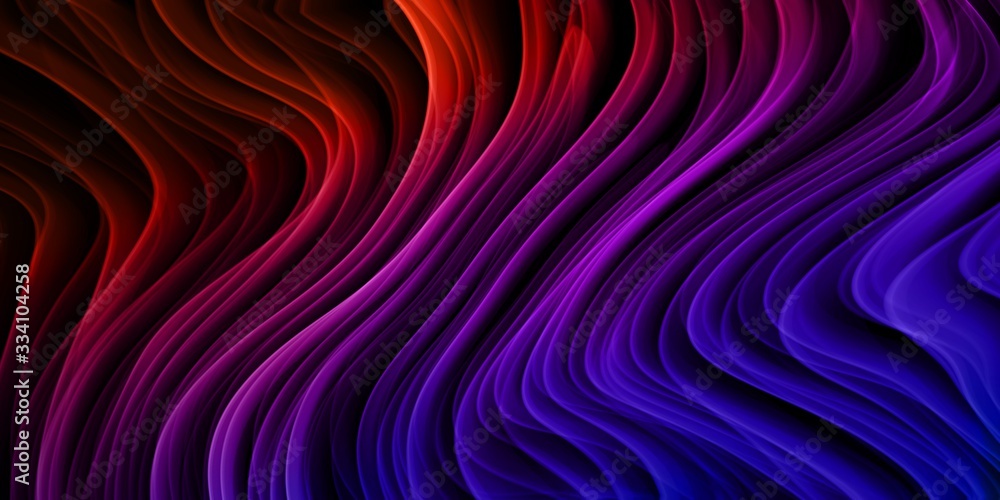 Abstract colorful lines wavy fluid flowing pattern transparent red blue on black background in concept modern, technology
