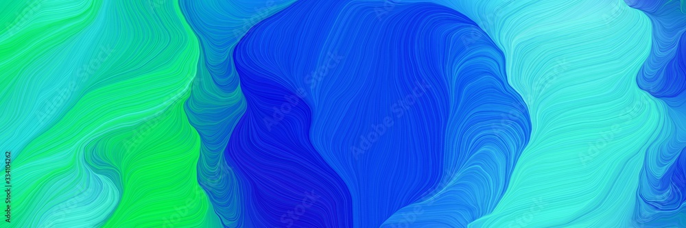 Fototapeta premium abstract decorative waves graphic with turquoise, strong blue and spring green colors