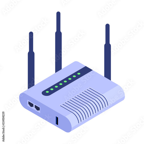 Router vector icon. Isometric vector icon isolated on white background router.