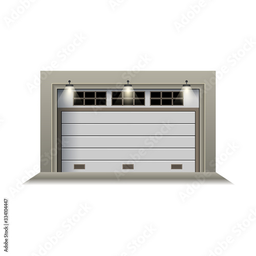 Garage door vector icon.Realistic vector icon isolated on white background garage door.