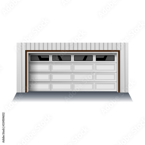 Garage door vector icon.Realistic vector icon isolated on white background garage door.