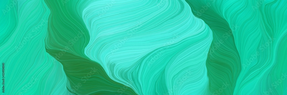 Plakat beautiful colorful curves background with light sea green, sea green and turquoise colors