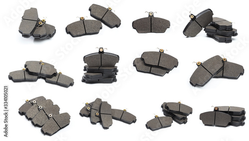 set of brake pads isolated on white baclkground .