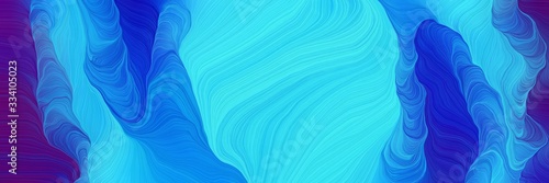 futuristic decorative waves backdrop with turquoise, dark slate blue and strong blue colors © Eigens