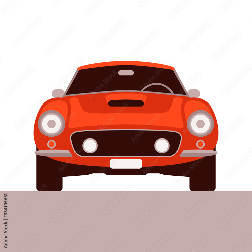 red vintage car, vector illustration,flat style