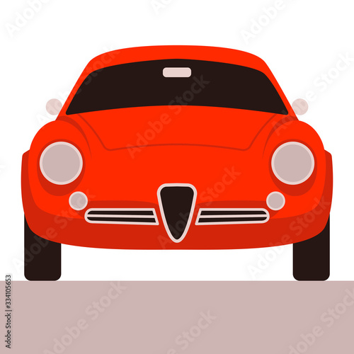 red vintage car  vector illustration flat style