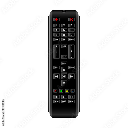 Television remote vector icon. Realistic vector icon isolated on white background television remote.