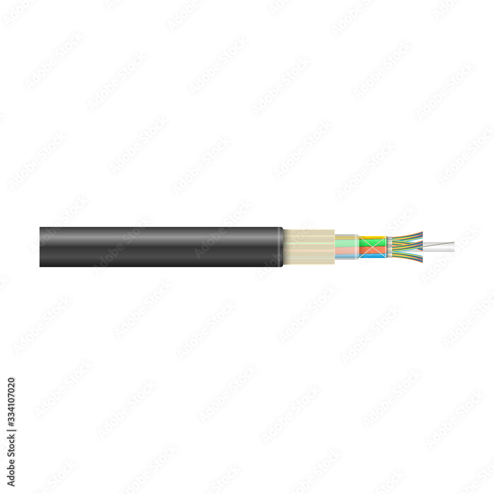 Fiber cable vector icon. Realistic vector icon isolated on white background fiber cable. Fiber cable vector icon. Realistic vector icon isolated on white background fiber cable.