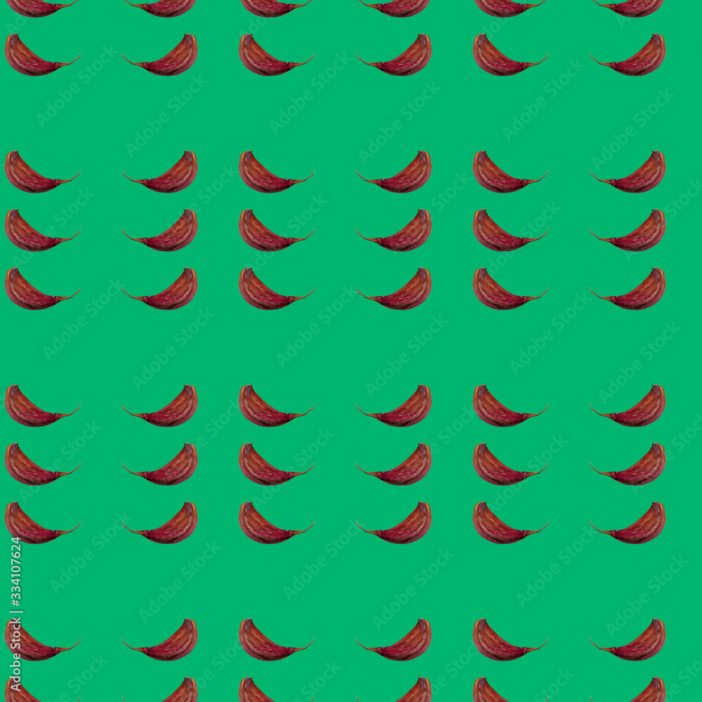 Obraz premium Seamless texture with garlic on a light green background
