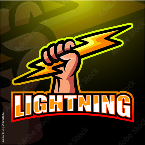 Lightning hand mascot esport logo design