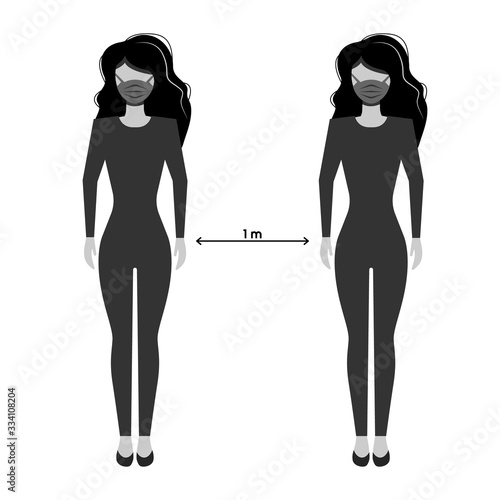 Social security. distance icon is 1 meter. coronavirus protection covid 19 vector symbol.