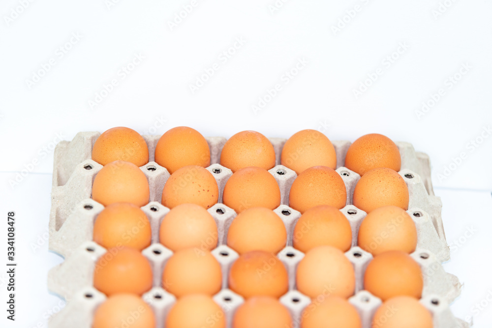 Fresh eggs on the tray isolated on white background Fresh eggs on the tray isolated on white background