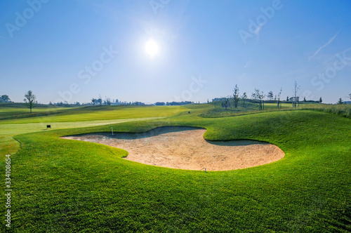 Nice golf course with bunker and nice green