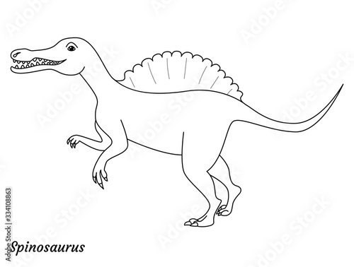 Coloring page outtline Spinosaurus dinosaur. Vector illustration © Anastasiya