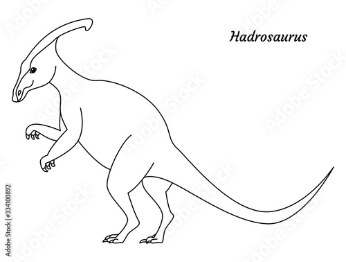 Coloring page outtline Hadrosaurus dinosaur. Vector illustration © Anastasiya
