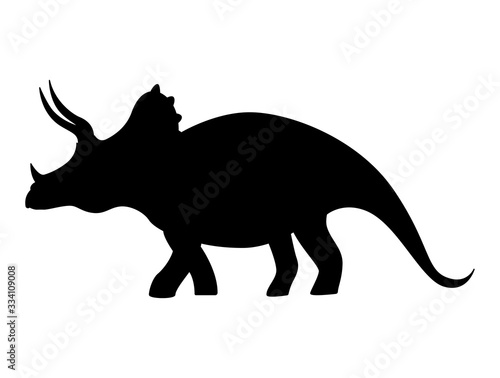 Triceratops dinosaur silhouette isolated on white background.