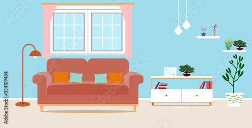 Living room interior vector design 