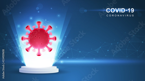 Coronavirus COVID-19. Coronavirus outbreak and coronaviruses influenza background. COVID-19 Virus. Virus attack on earth. Vector Illustration.
