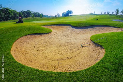 Nice golf course with bunker and nice green