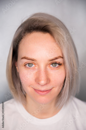 Lashes extension before after, eyelash, beautiful woman eyescloseup © Zhuravleva Katia
