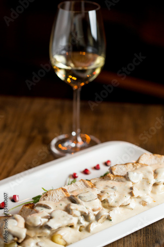 Chicken meat on grated gnoc...