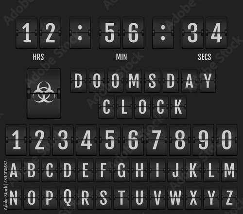 Mechanical Scoreboard Alphabet. Coronavirus Doomsday Alphabet.