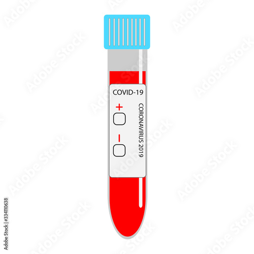 Blood test tube of Coronavirus Covid-19 virus. Lab test tube isolated vector design.