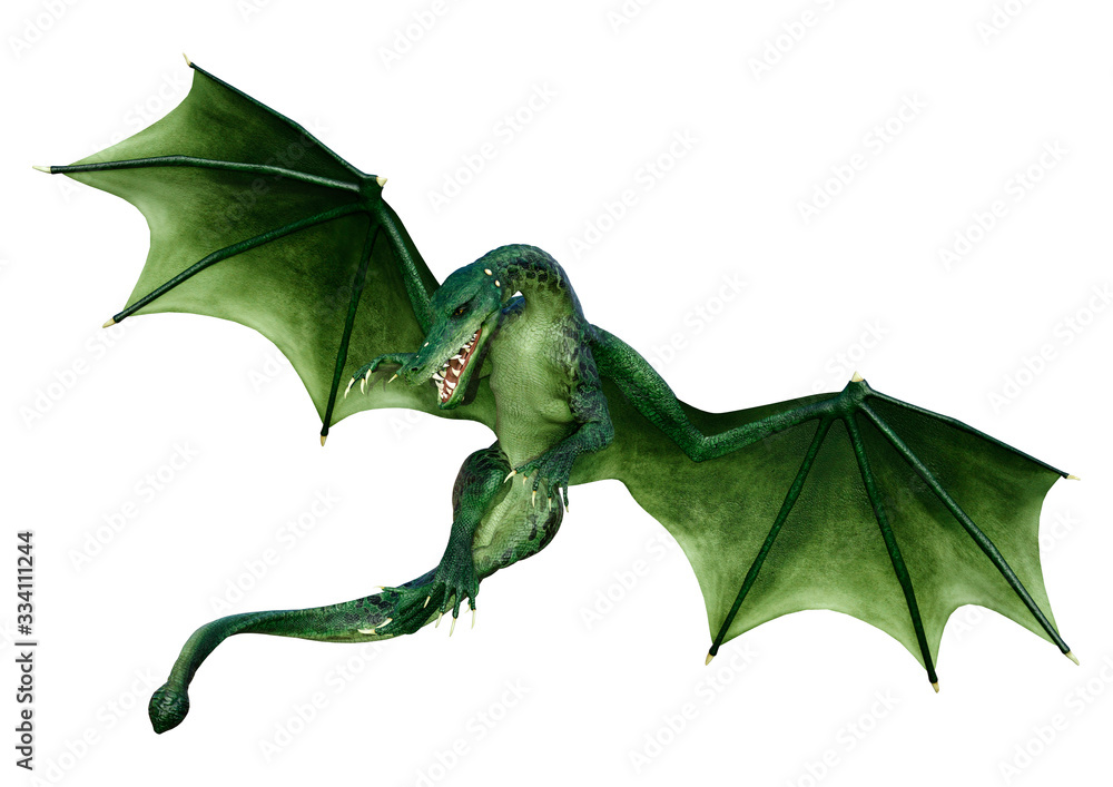 Naklejka premium 3D Rendering Fairy Tale Dragon on White