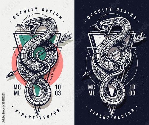 Occult Design With Snake and Geometrics