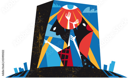 religious people pray god, concept illustration